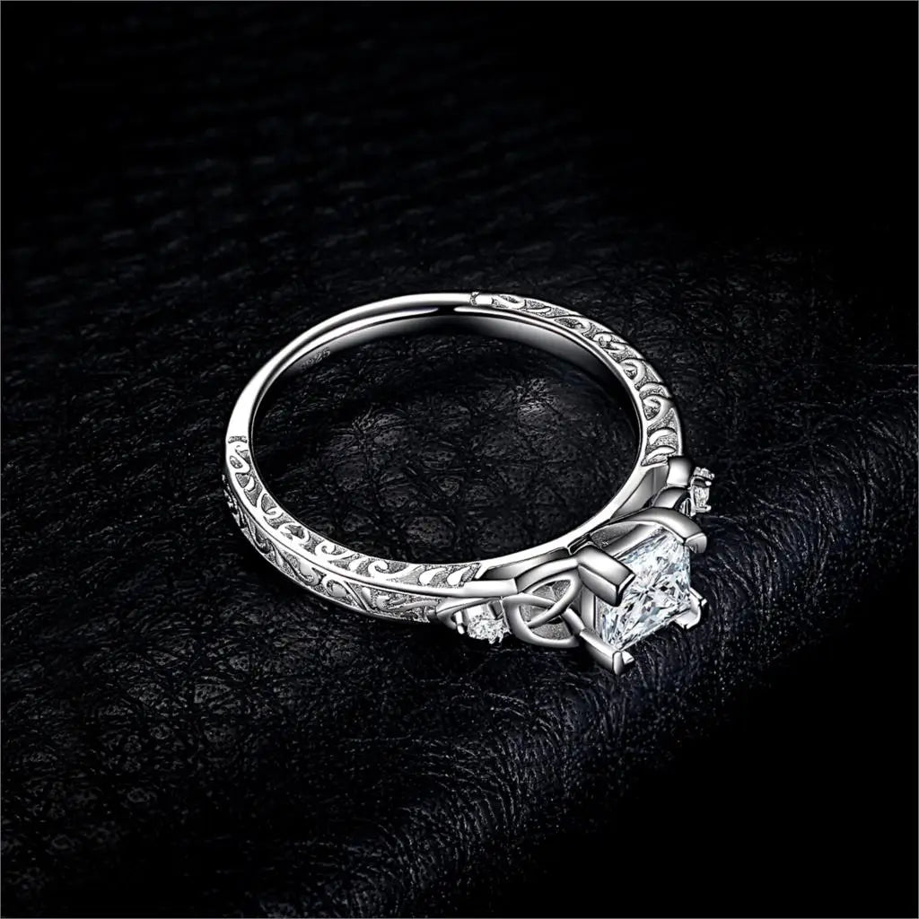 JewelryPalace 925 Sterling Silver Engagement Ring for Woman Celtic 5A CZ Simulated Diamond Ring