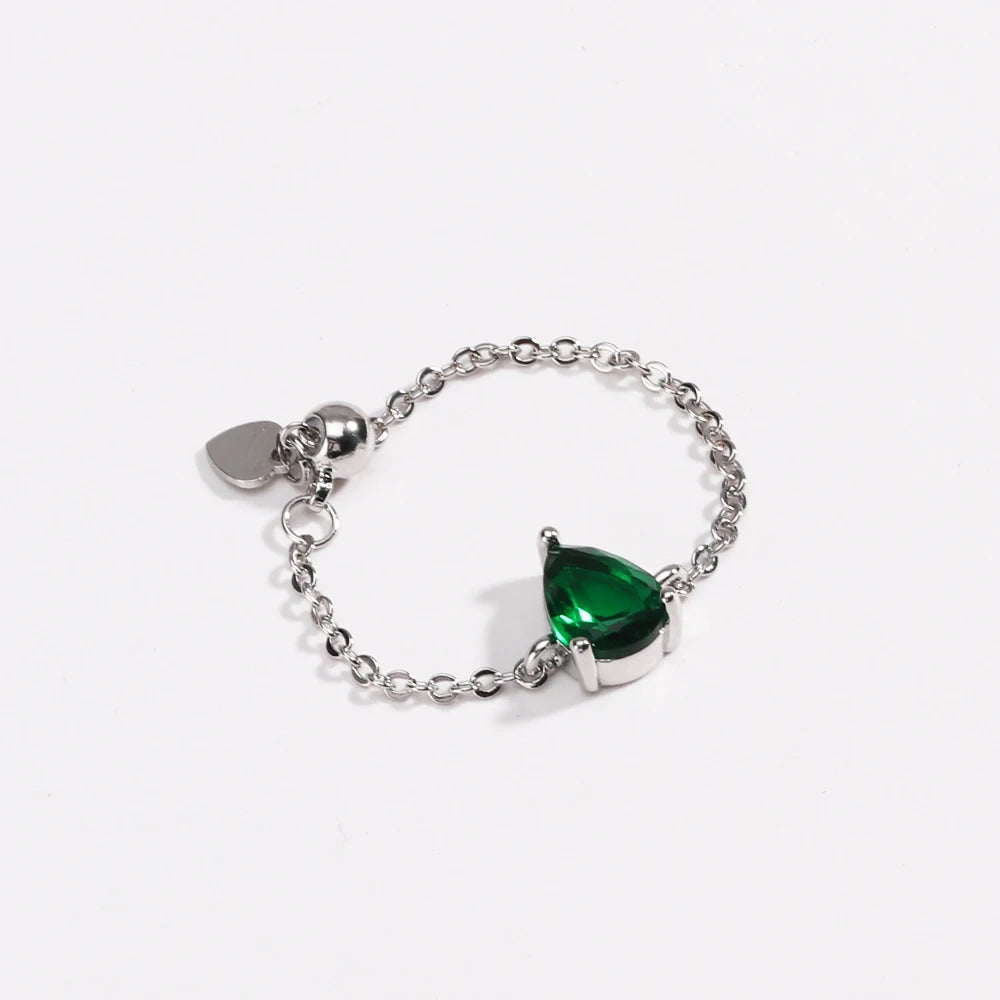 Green CZ Rings for Women Gold Silver Color Luxury Trendy Wedding Engagement Accessories Temperament Female Jewelry