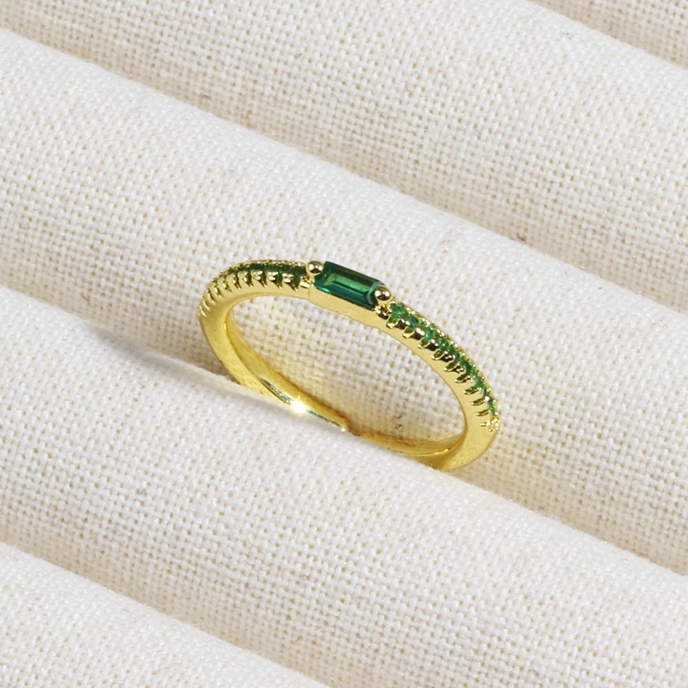 Green CZ Rings for Women Gold Silver Color Luxury Trendy Wedding Engagement Accessories Temperament Female Jewelry