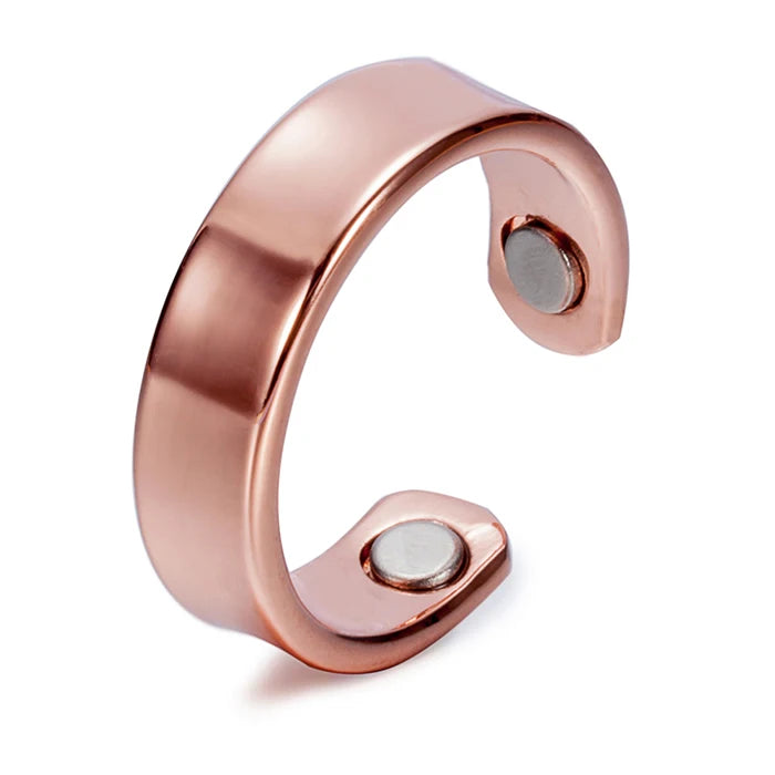 Pure Copper Rings Magnetic Health Energy Finger Open Cuff Adjustable Ring Women Men Wedding Bands 6mm Wide Minimalist Jewelry