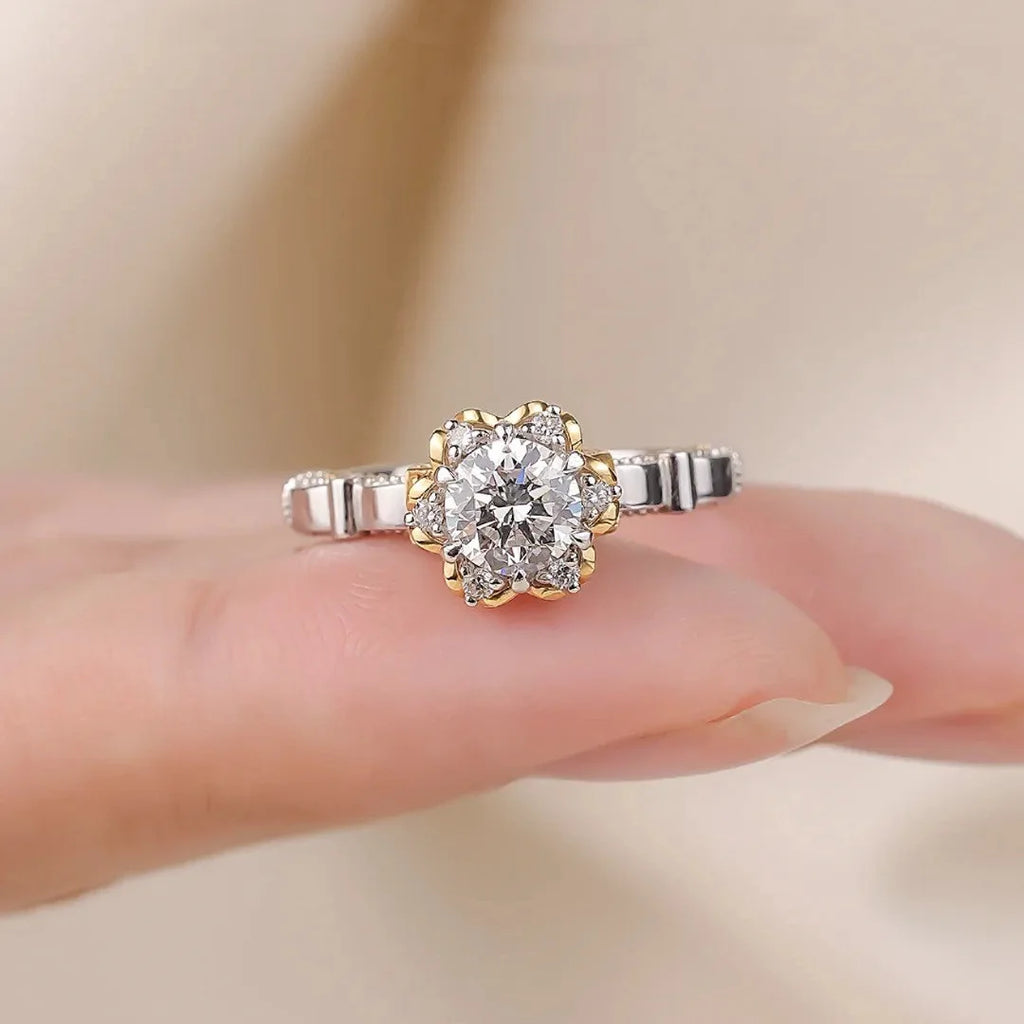 1 Carat Moissanite Maiden's Bouquet Luxury Women's Ring PT950Platinum High-Purity Eternal Sparkle Engagement Pure Love Gift Band