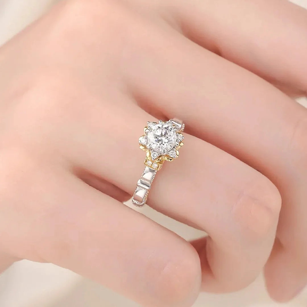 1 Carat Moissanite Maiden's Bouquet Luxury Women's Ring PT950Platinum High-Purity Eternal Sparkle Engagement Pure Love Gift Band