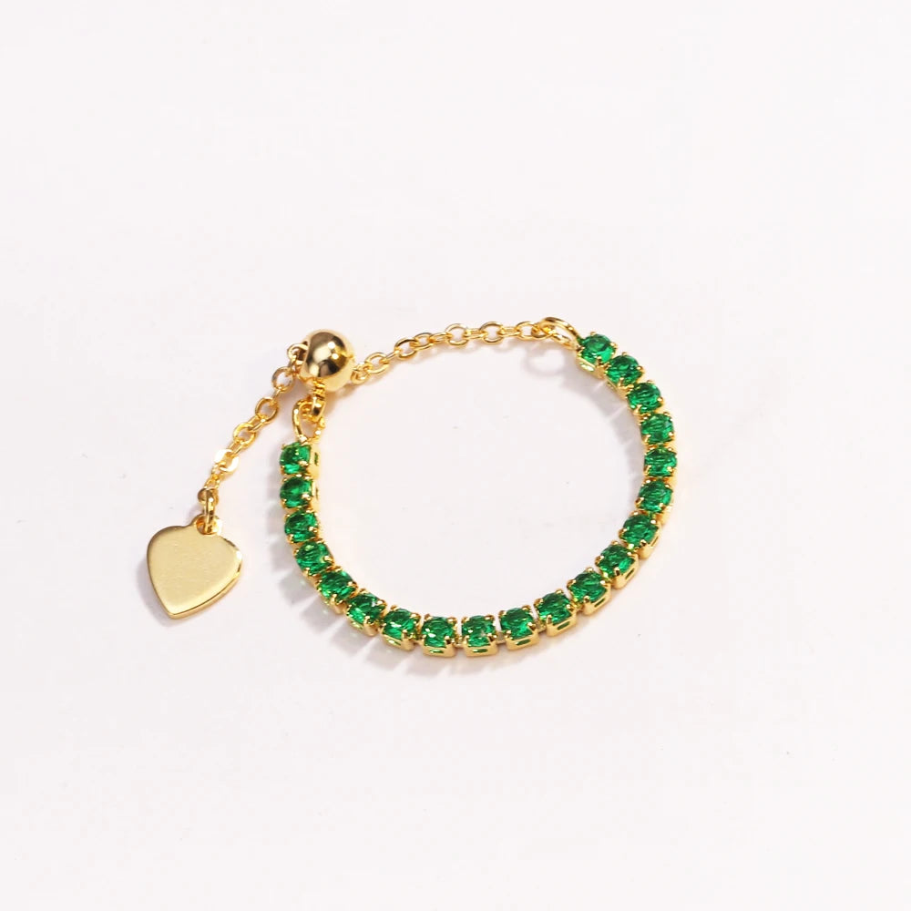 Green CZ Rings for Women Gold Silver Color Luxury Trendy Wedding Engagement Accessories Temperament Female Jewelry