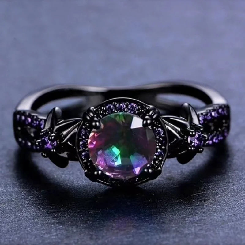 Punk Skull Retro Gothic Rings for Women Men Halloween Goth Witchcraft Accessories Purple Color Rings Fashion Jewelry Gifts