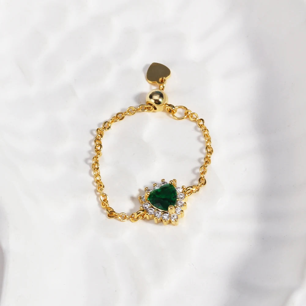 Green CZ Rings for Women Gold Silver Color Luxury Trendy Wedding Engagement Accessories Temperament Female Jewelry