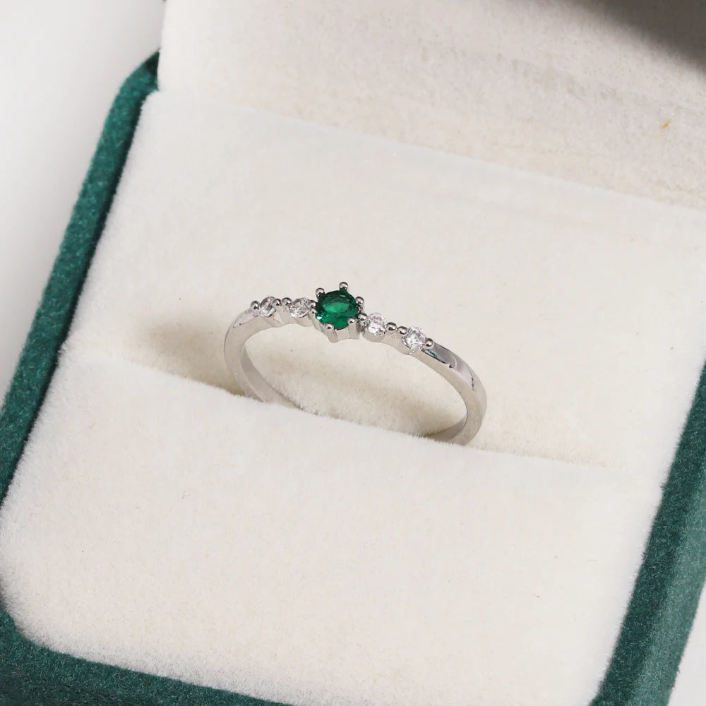 Green CZ Rings for Women Gold Silver Color Luxury Trendy Wedding Engagement Accessories Temperament Female Jewelry