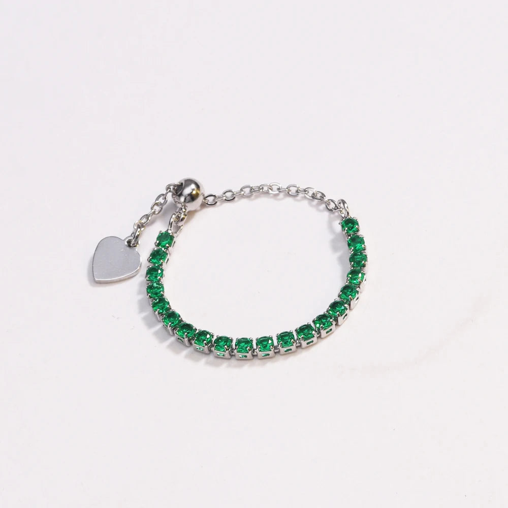 Green CZ Rings for Women Gold Silver Color Luxury Trendy Wedding Engagement Accessories Temperament Female Jewelry