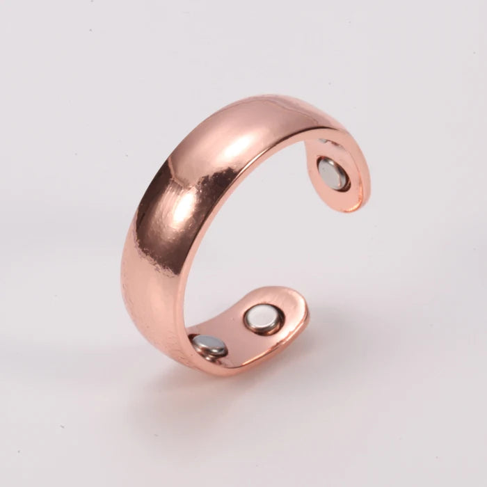 Pure Copper Rings Magnetic Health Energy Finger Open Cuff Adjustable Ring Women Men Wedding Bands 6mm Wide Minimalist Jewelry