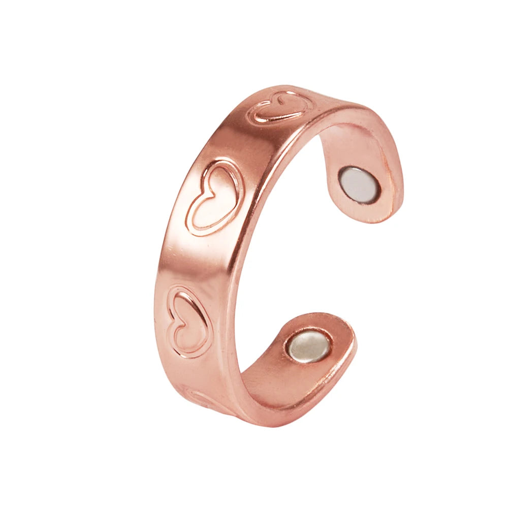 Pure Copper Rings Magnetic Health Energy Finger Open Cuff Adjustable Ring Women Men Wedding Bands 6mm Wide Minimalist Jewelry