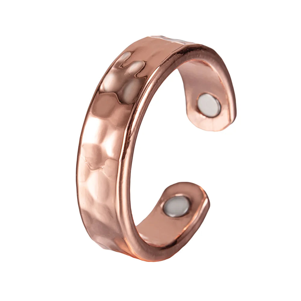 Pure Copper Rings Magnetic Health Energy Finger Open Cuff Adjustable Ring Women Men Wedding Bands 6mm Wide Minimalist Jewelry