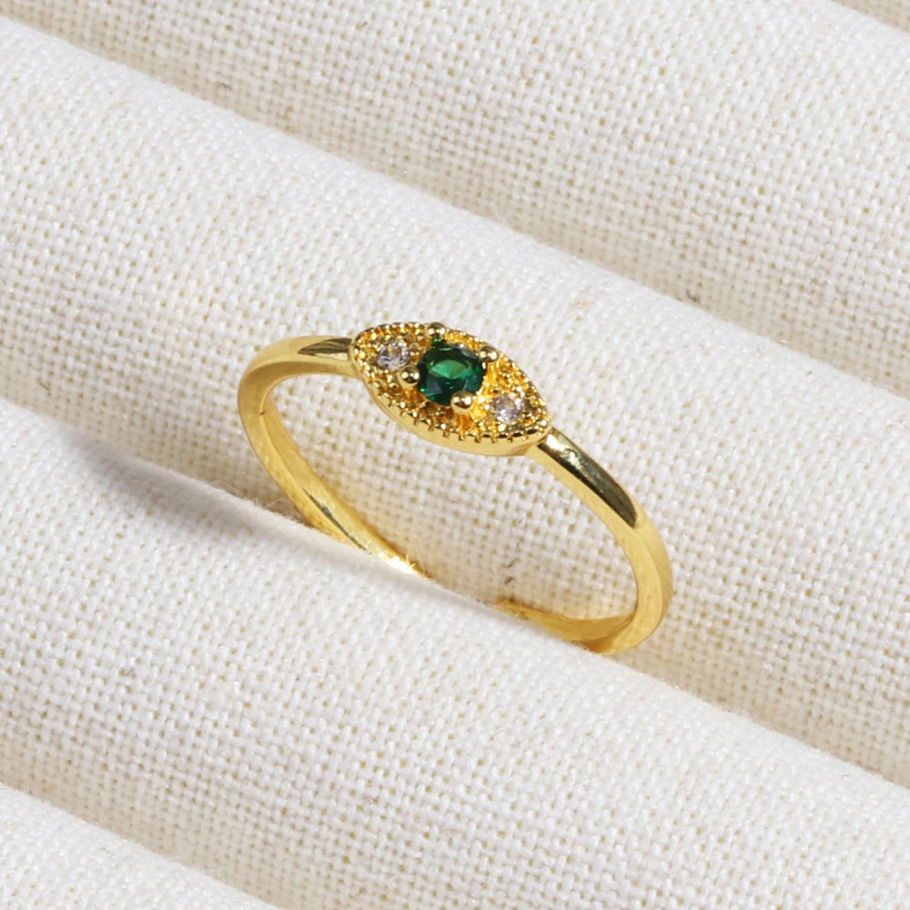 Green CZ Rings for Women Gold Silver Color Luxury Trendy Wedding Engagement Accessories Temperament Female Jewelry