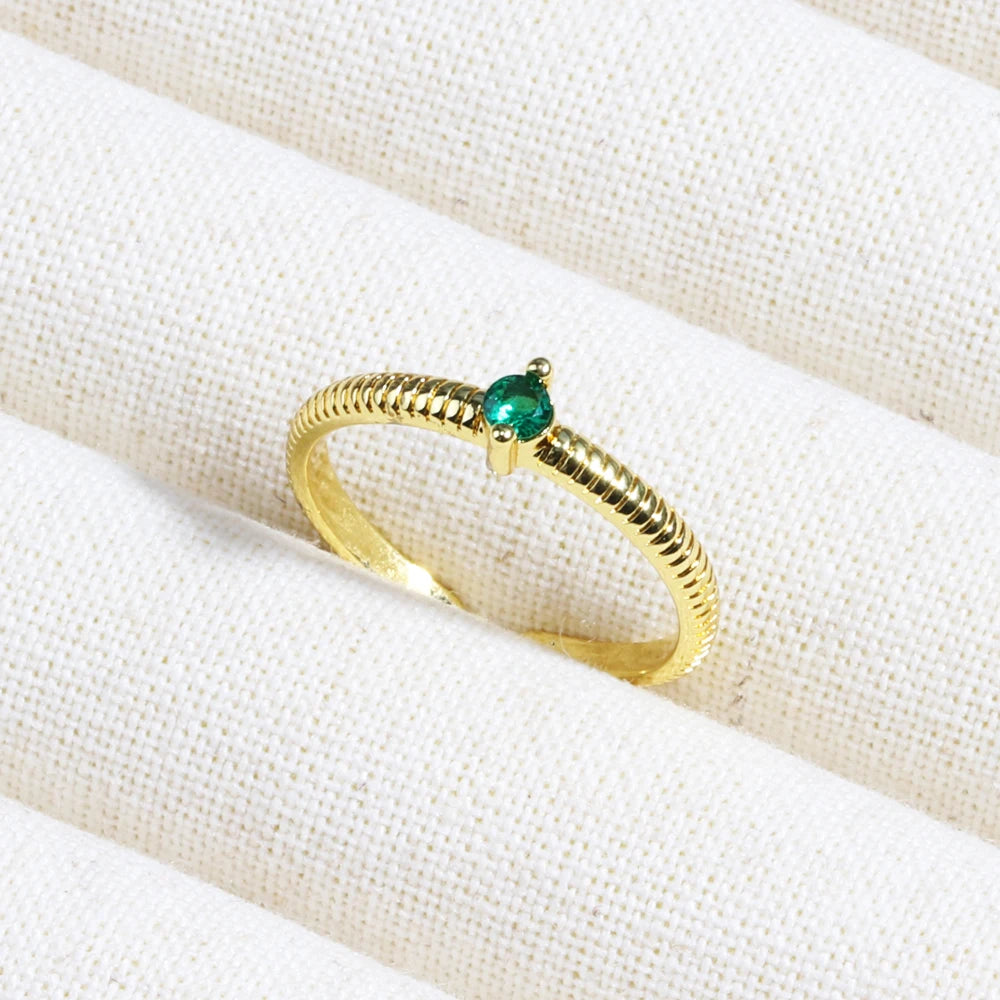 Green CZ Rings for Women Gold Silver Color Luxury Trendy Wedding Engagement Accessories Temperament Female Jewelry