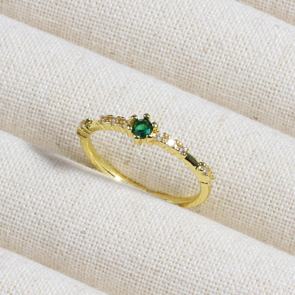 Green CZ Rings for Women Gold Silver Color Luxury Trendy Wedding Engagement Accessories Temperament Female Jewelry