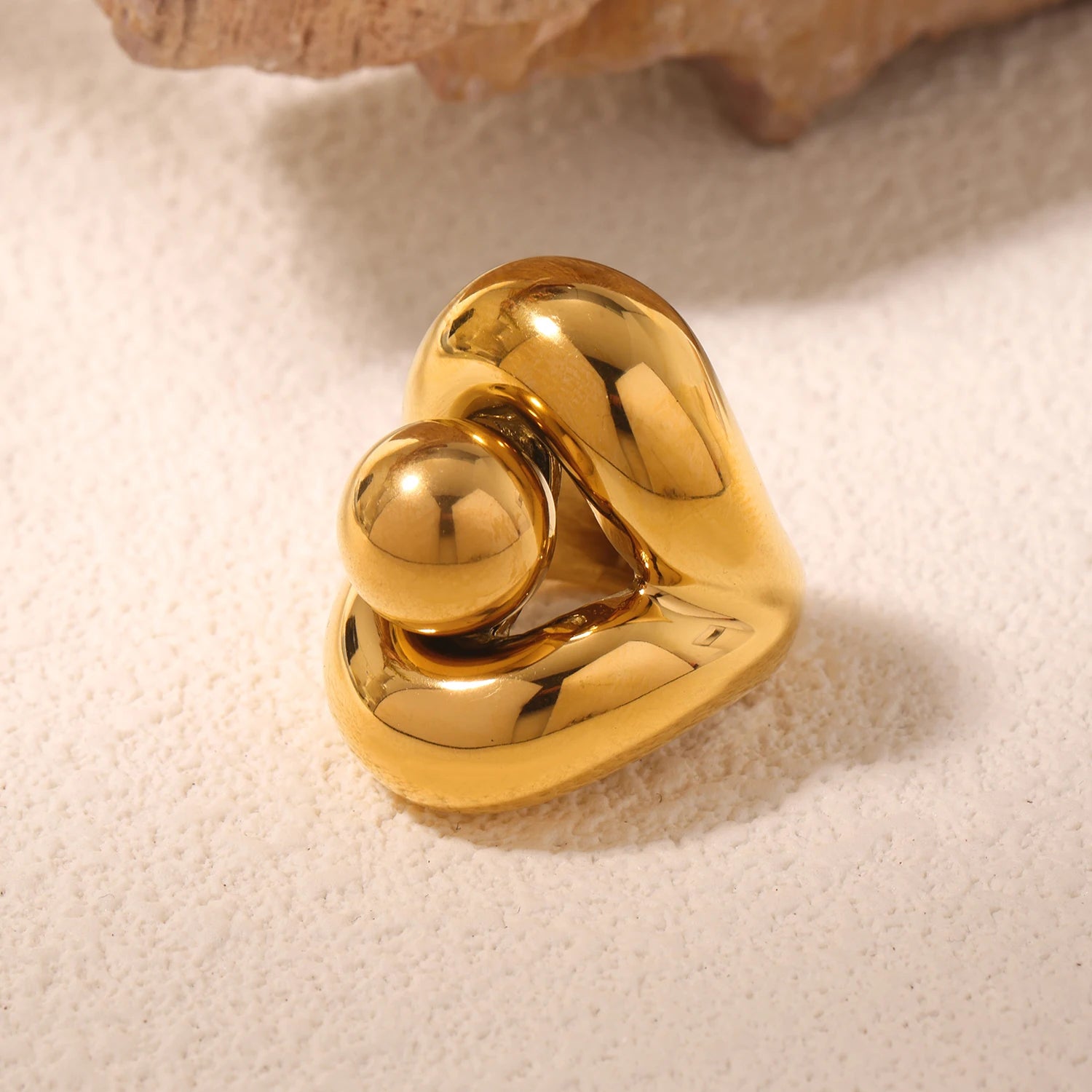 Gold Color Silver Stainless Steel Ring for Womens Fashion Hollow Out Spherical Chunky Rings Female Punk Luxury Jewelry