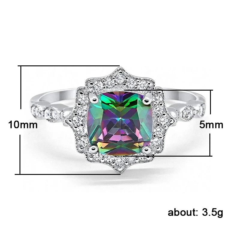 Huitan Exquisite Flower Shape Ring Woman with Multi-colored Cubic Zirconia Unique Bride Wedding Party Finger-ring Trendy Jewelry