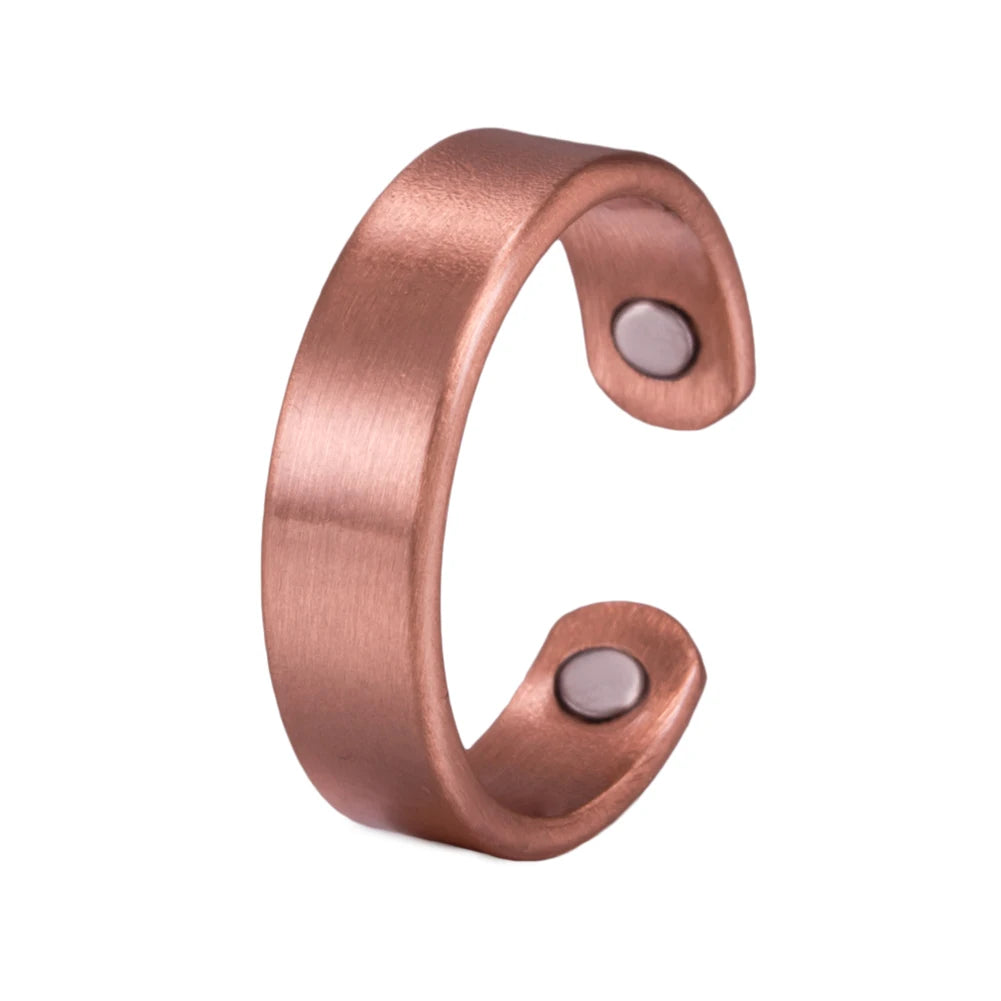 Pure Copper Rings Magnetic Health Energy Finger Open Cuff Adjustable Ring Women Men Wedding Bands 6mm Wide Minimalist Jewelry