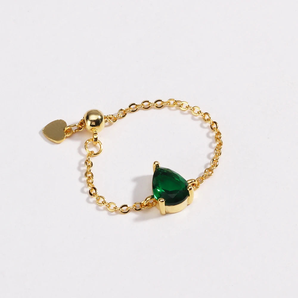 Green CZ Rings for Women Gold Silver Color Luxury Trendy Wedding Engagement Accessories Temperament Female Jewelry