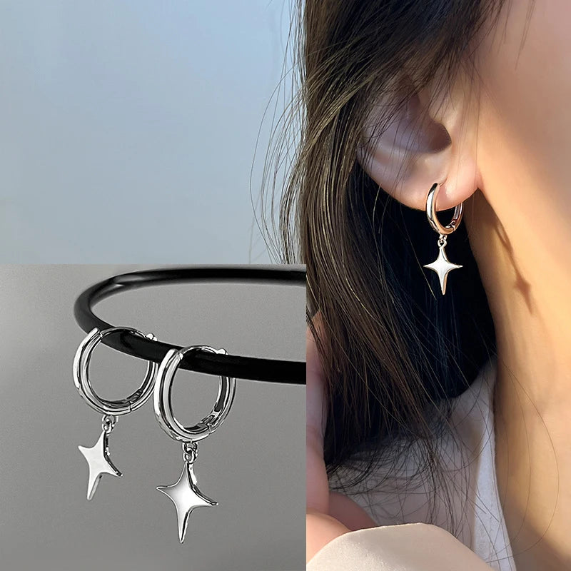 Ventfille 925 Sterling Silver Star Earring for Women Girl Simple Tassels Chain Fashion Office Jewelry Gift Dropshipping