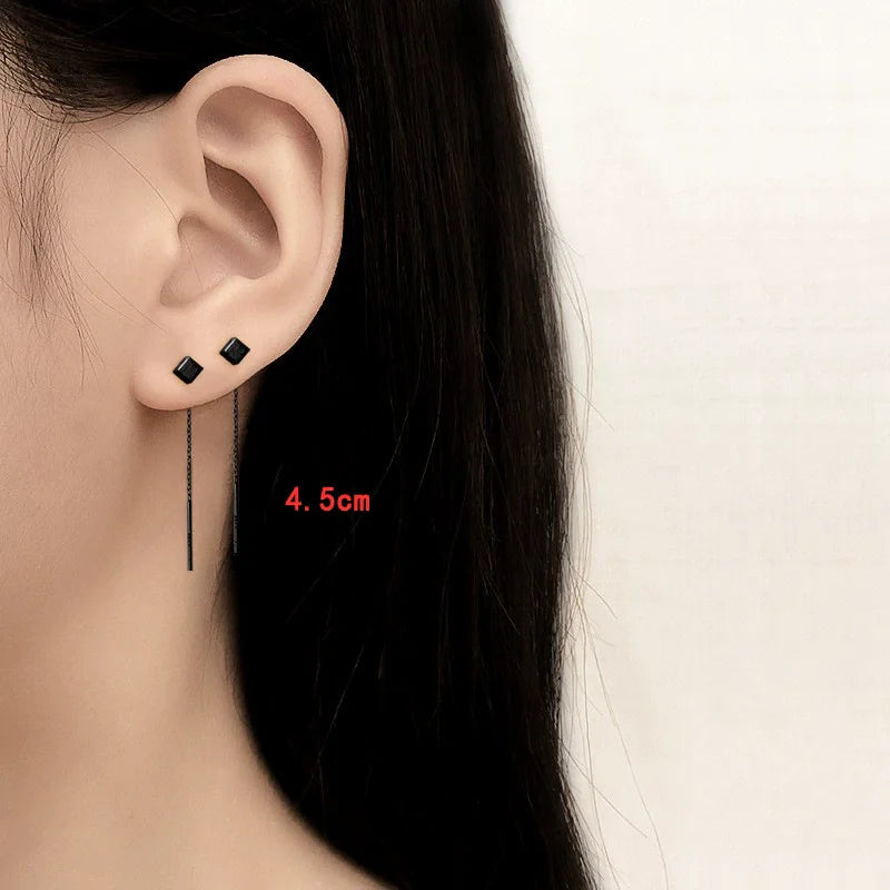 Ventfille 925 Sterling Silver Star Earring for Women Girl Simple Tassels Chain Fashion Office Jewelry Gift Dropshipping