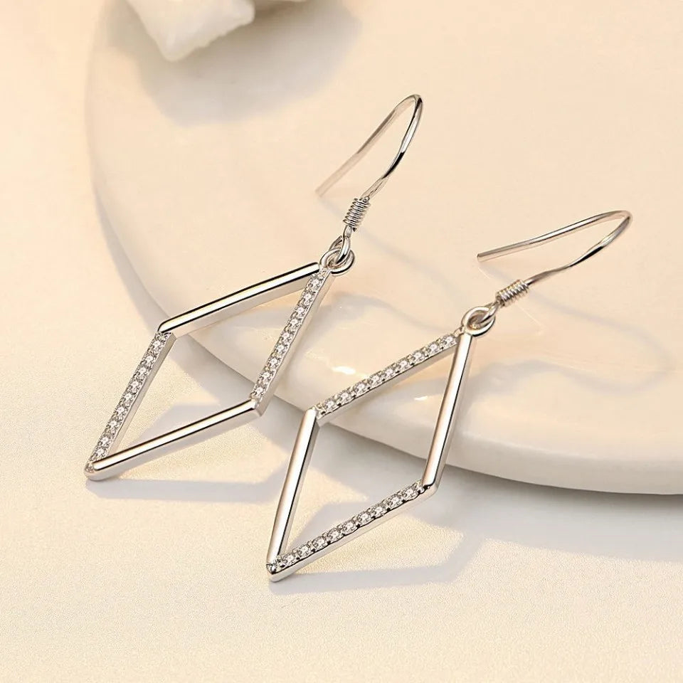 Buyee 925 Sterling Silver Big Drop Earring Light White Zircon Dangle Earring for Woman Girl Fashion Party Fine Jewelry Earring