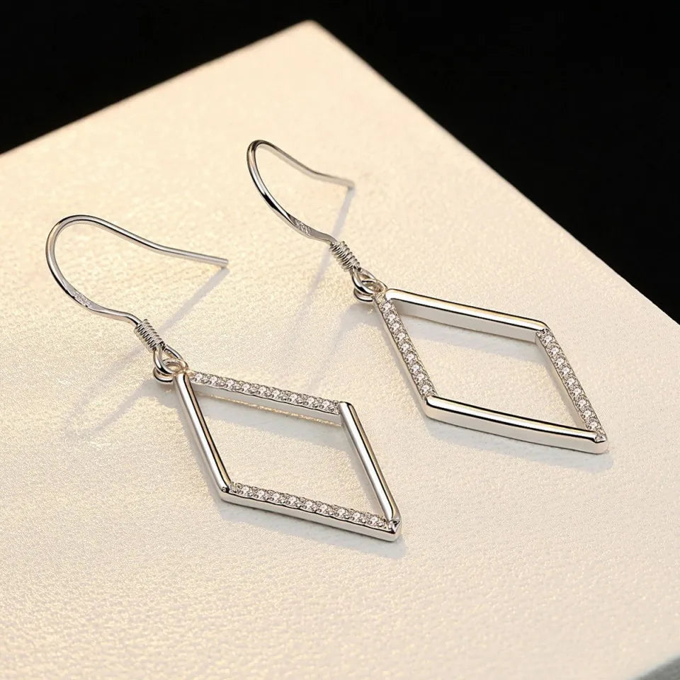 Buyee 925 Sterling Silver Big Drop Earring Light White Zircon Dangle Earring for Woman Girl Fashion Party Fine Jewelry Earring