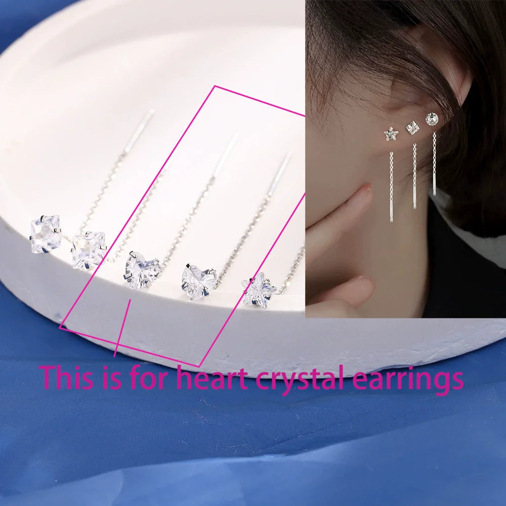 Ventfille 925 Sterling Silver Star Earring for Women Girl Simple Tassels Chain Fashion Office Jewelry Gift Dropshipping