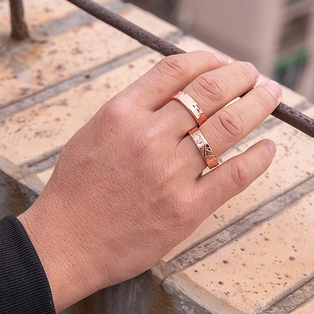 Pure Copper Rings Magnetic Health Energy Finger Open Cuff Adjustable Ring Women Men Wedding Bands 6mm Wide Minimalist Jewelry