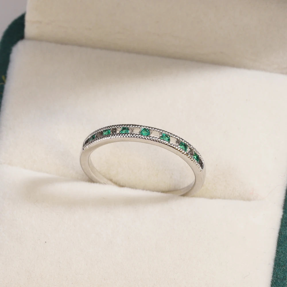 Green CZ Rings for Women Gold Silver Color Luxury Trendy Wedding Engagement Accessories Temperament Female Jewelry