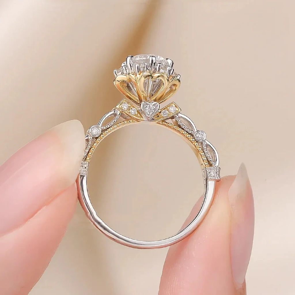 1 Carat Moissanite Maiden's Bouquet Luxury Women's Ring PT950Platinum High-Purity Eternal Sparkle Engagement Pure Love Gift Band