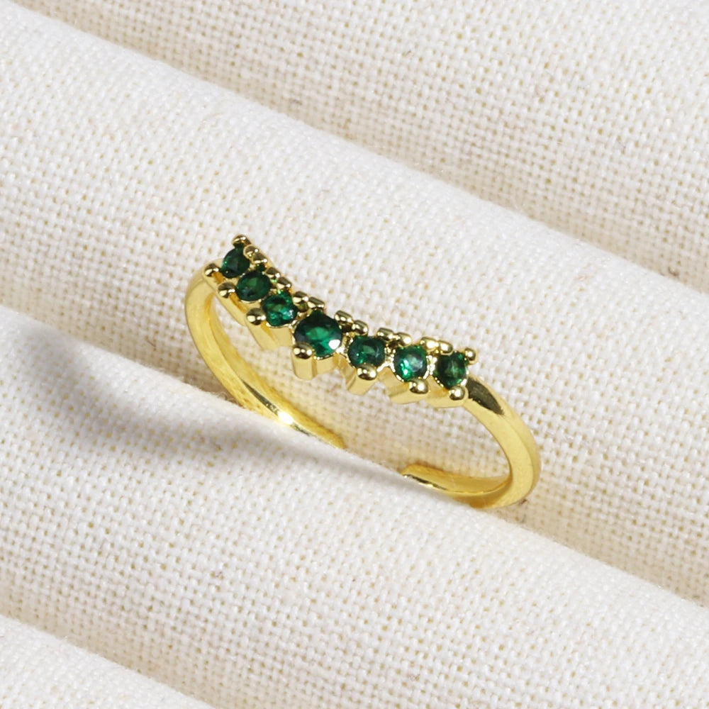 Green CZ Rings for Women Gold Silver Color Luxury Trendy Wedding Engagement Accessories Temperament Female Jewelry