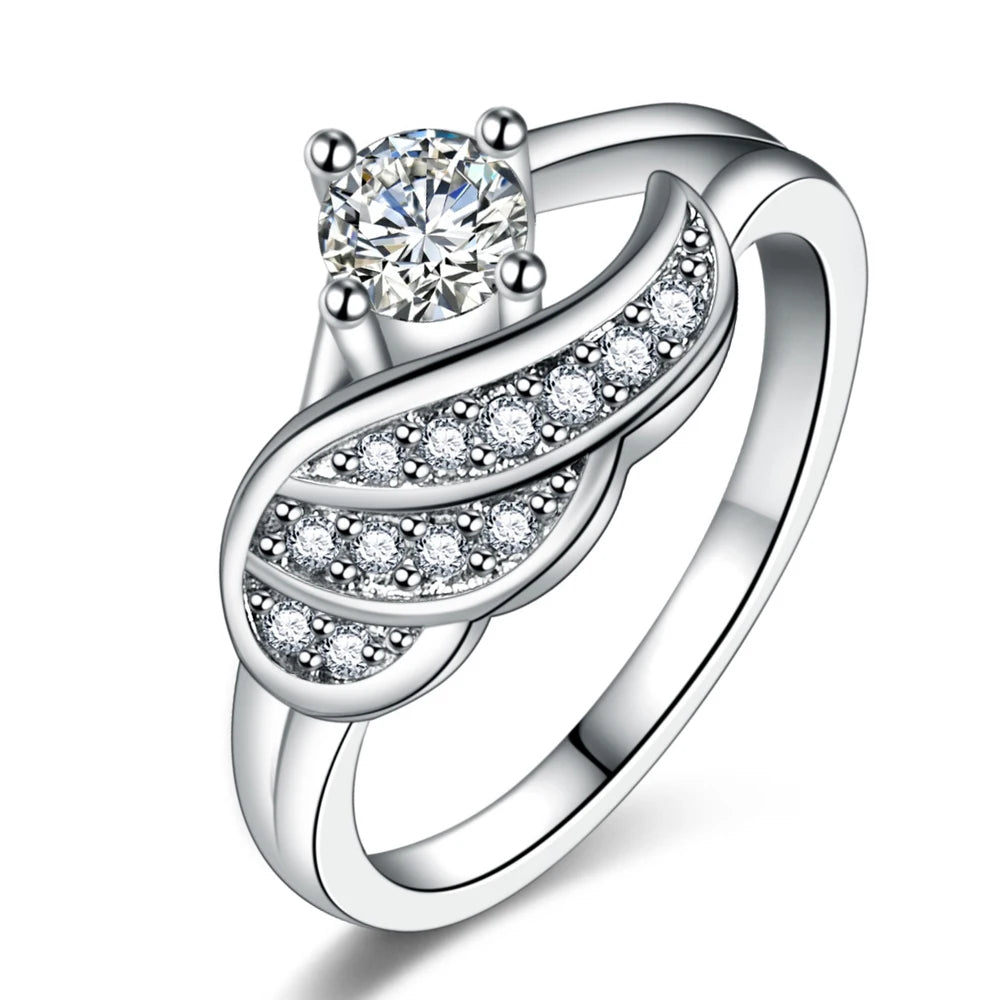 Classic Fashion Women Rings Metal Gold Color White Zircon Ring for Women Romantic Bride Girl Proposal Ring Wedding Jewelry Gift