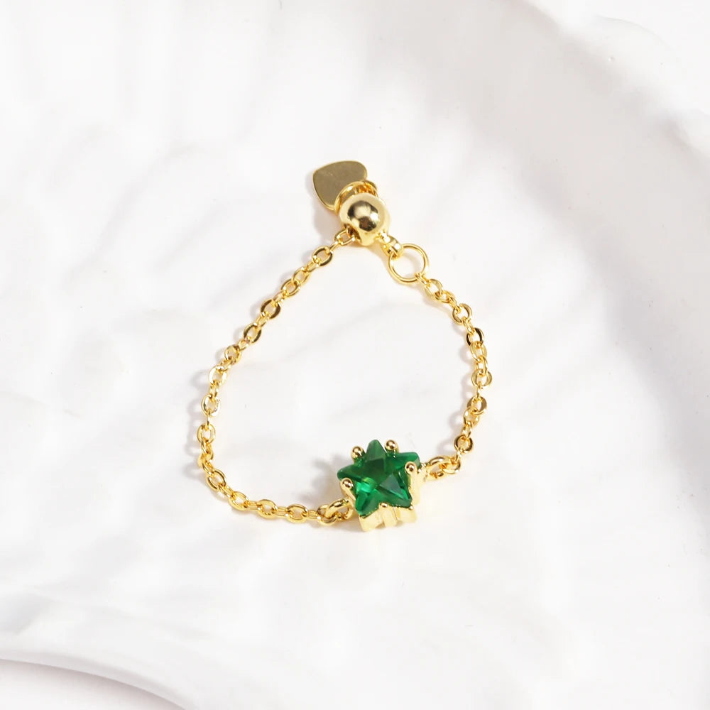 Green CZ Rings for Women Gold Silver Color Luxury Trendy Wedding Engagement Accessories Temperament Female Jewelry