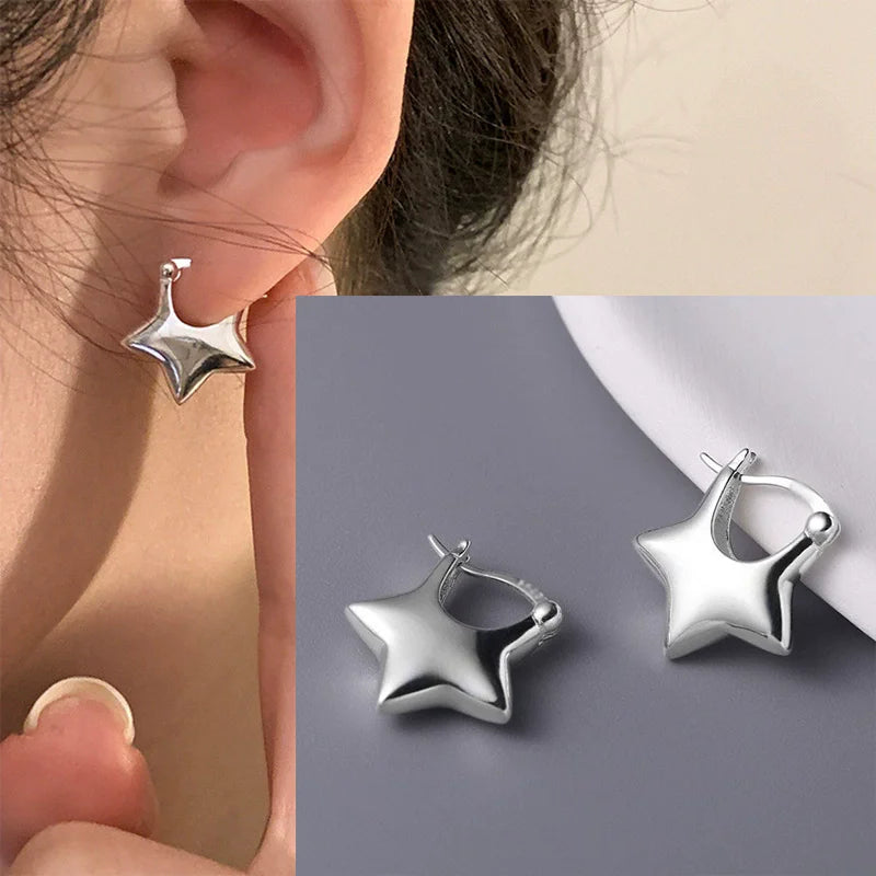 Ventfille 925 Sterling Silver Star Earring for Women Girl Simple Tassels Chain Fashion Office Jewelry Gift Dropshipping