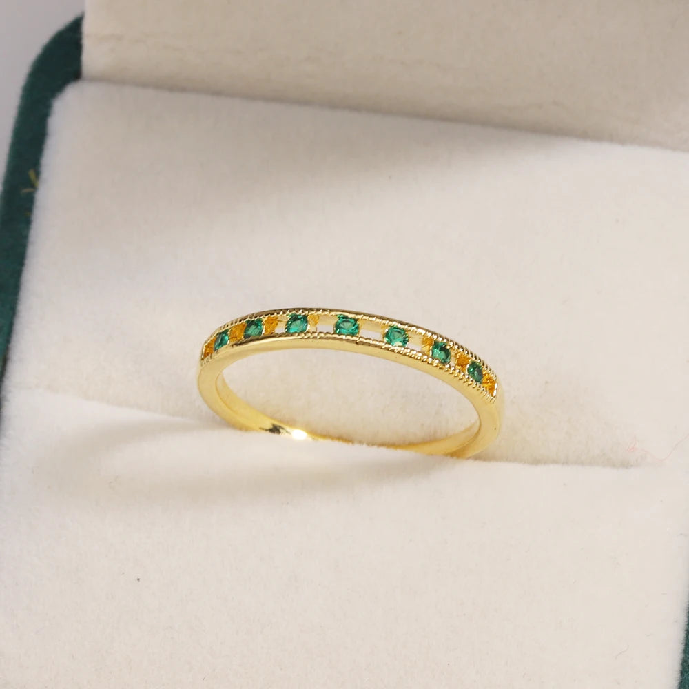 Green CZ Rings for Women Gold Silver Color Luxury Trendy Wedding Engagement Accessories Temperament Female Jewelry