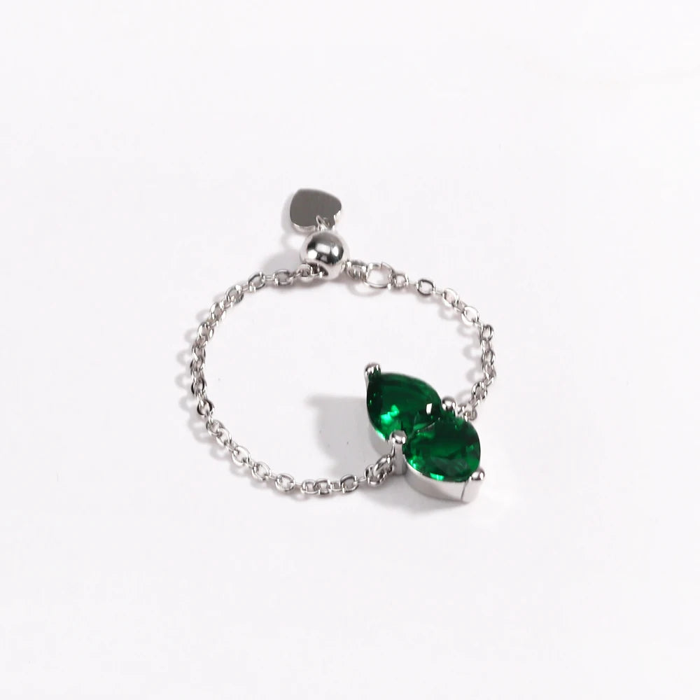 Green CZ Rings for Women Gold Silver Color Luxury Trendy Wedding Engagement Accessories Temperament Female Jewelry