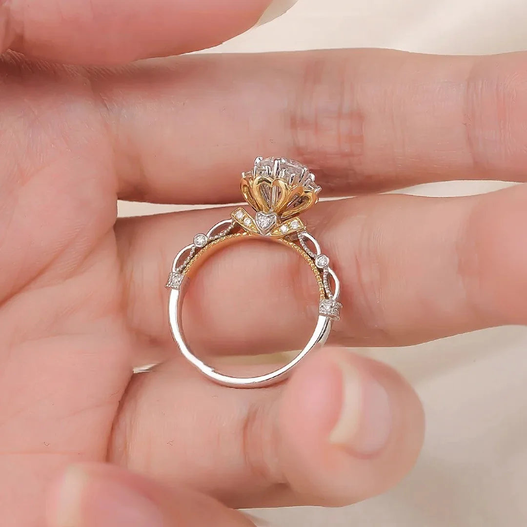 1 Carat Moissanite Maiden's Bouquet Luxury Women's Ring PT950Platinum High-Purity Eternal Sparkle Engagement Pure Love Gift Band