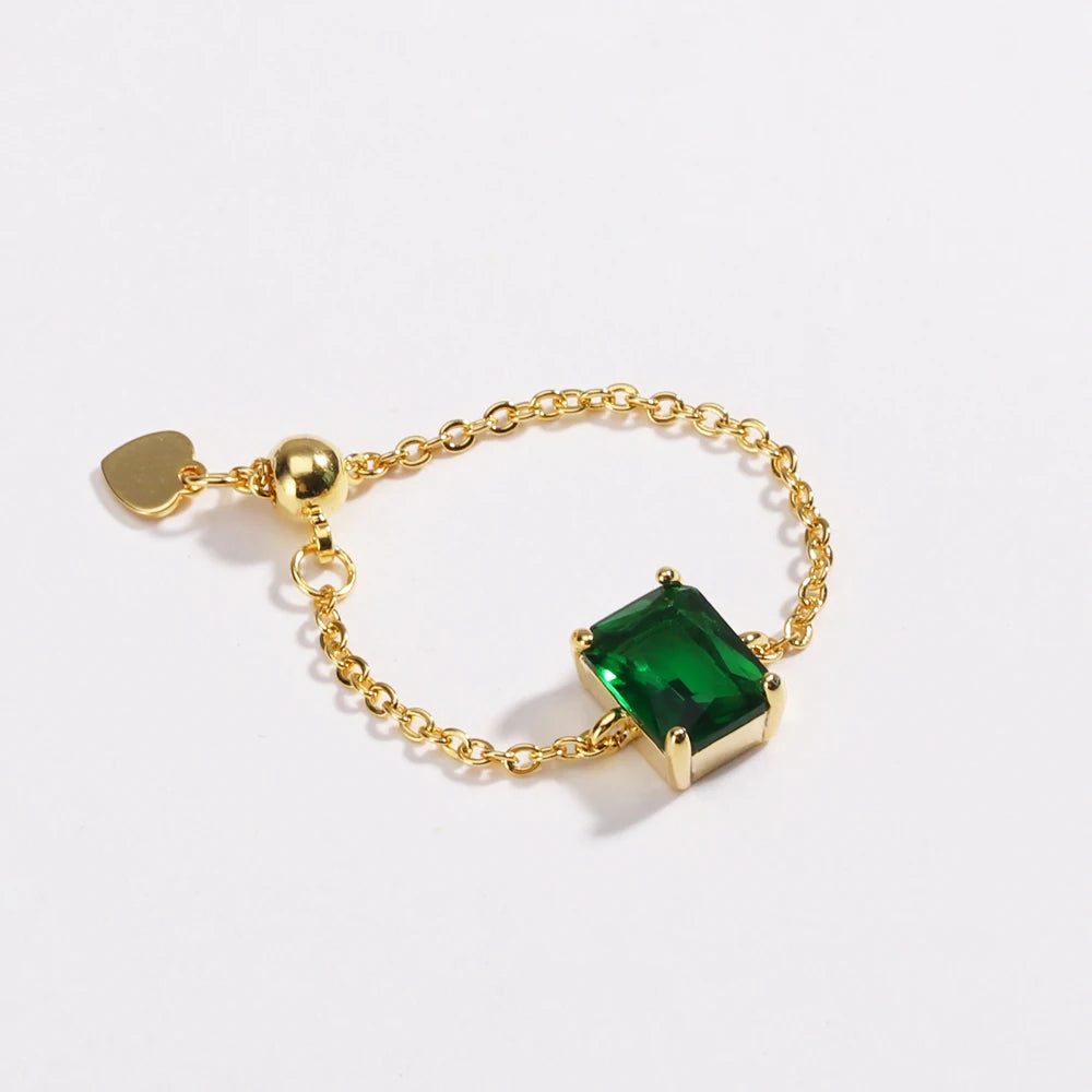 Green CZ Rings for Women Gold Silver Color Luxury Trendy Wedding Engagement Accessories Temperament Female Jewelry