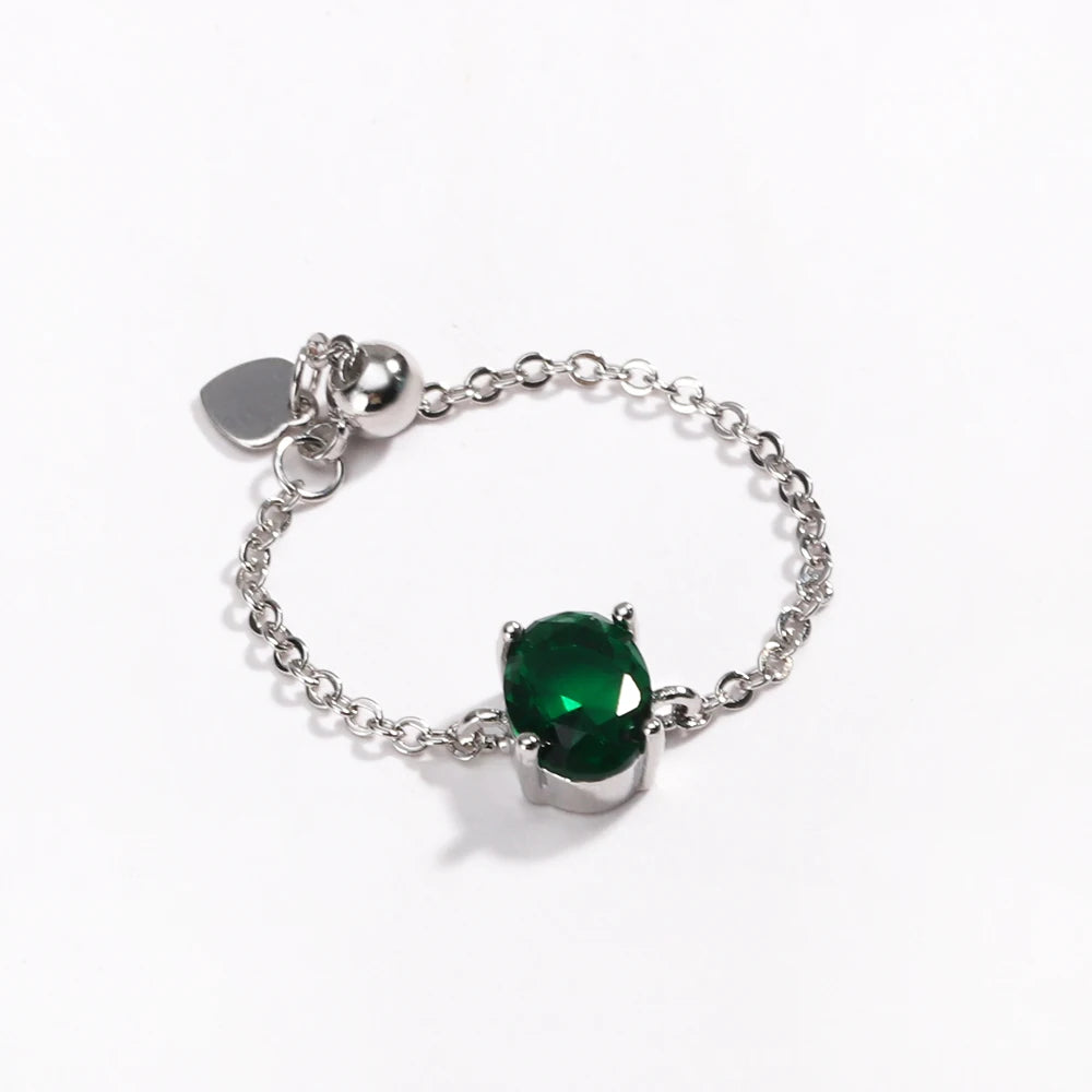 Green CZ Rings for Women Gold Silver Color Luxury Trendy Wedding Engagement Accessories Temperament Female Jewelry