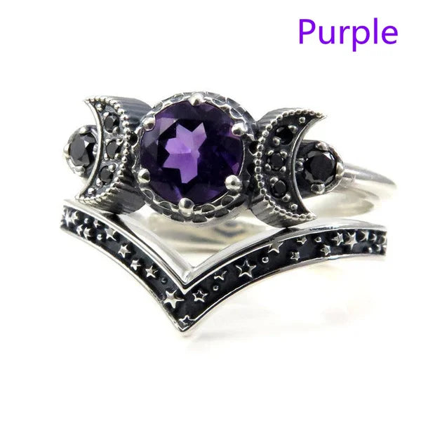 Punk Skull Retro Gothic Rings for Women Men Halloween Goth Witchcraft Accessories Purple Color Rings Fashion Jewelry Gifts