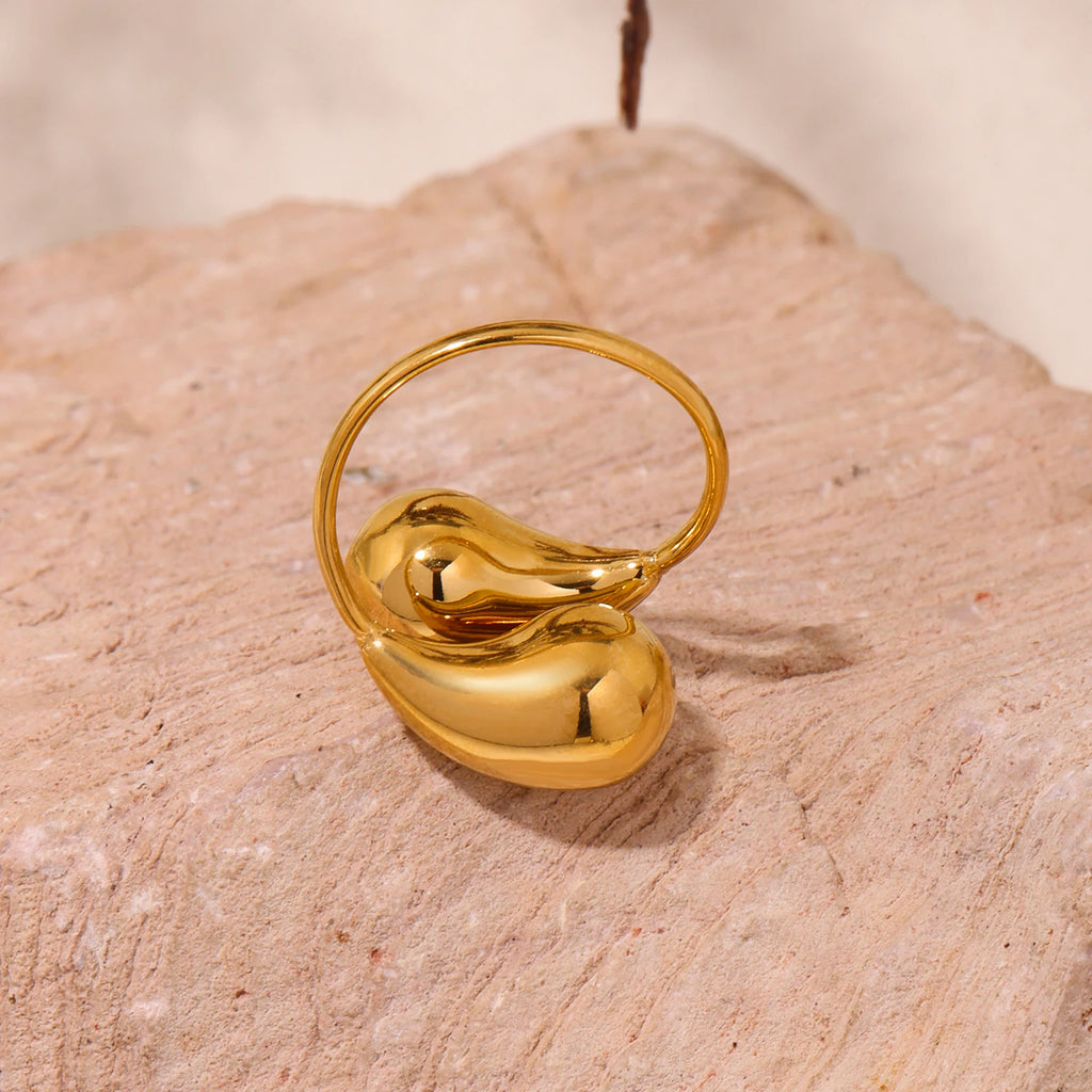 Gold Color Silver Stainless Steel Ring for Womens Fashion Hollow Out Spherical Chunky Rings Female Punk Luxury Jewelry