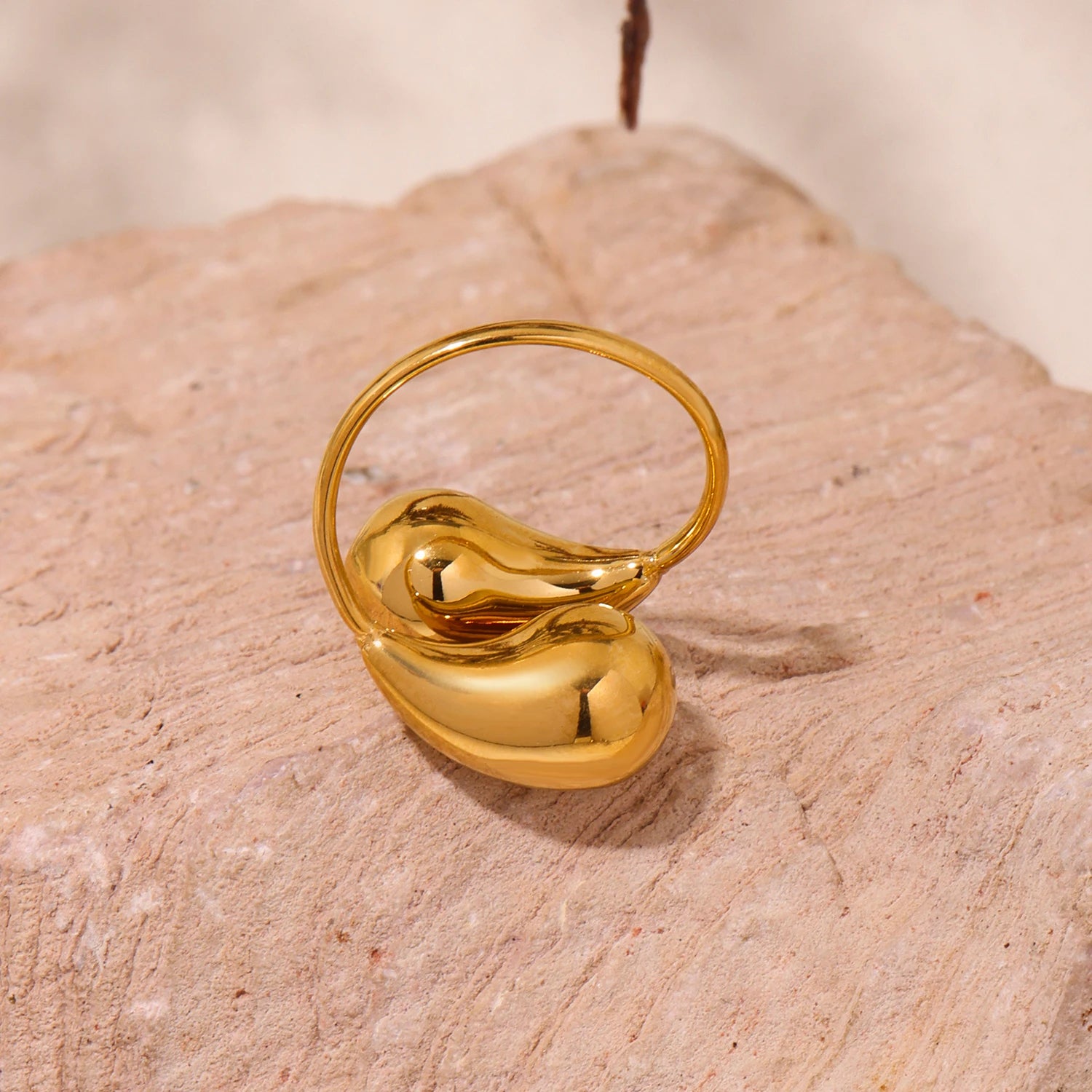 Gold Color Silver Stainless Steel Ring for Womens Fashion Hollow Out Spherical Chunky Rings Female Punk Luxury Jewelry