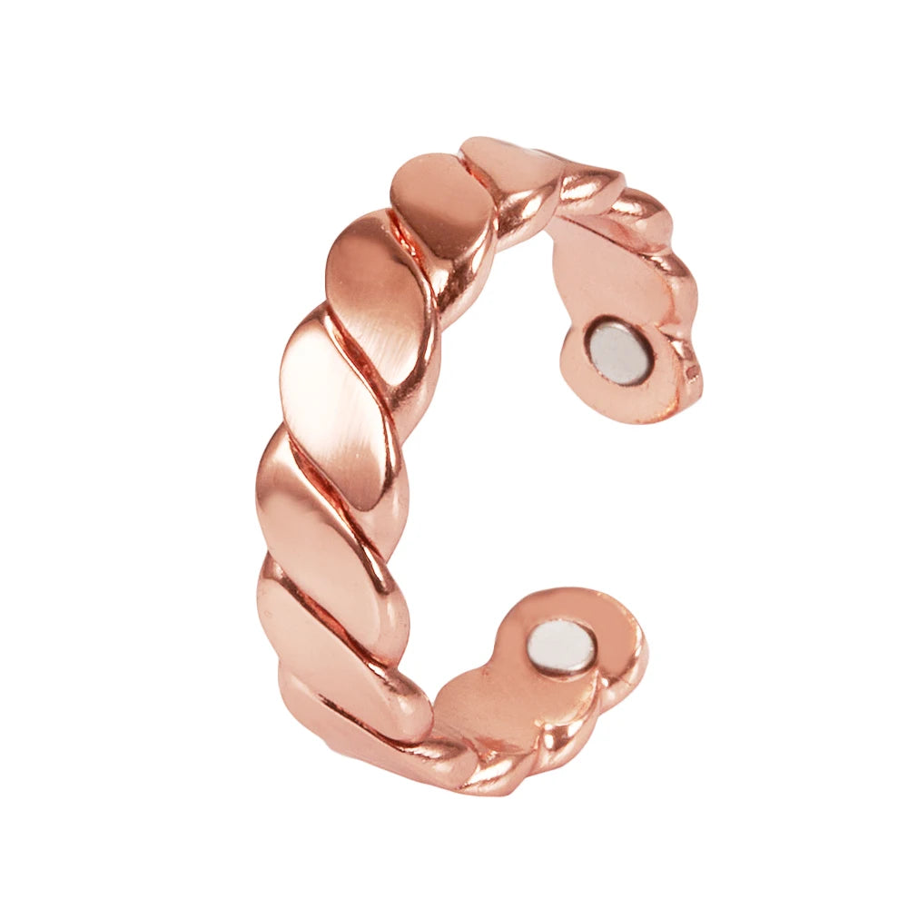 Pure Copper Rings Magnetic Health Energy Finger Open Cuff Adjustable Ring Women Men Wedding Bands 6mm Wide Minimalist Jewelry